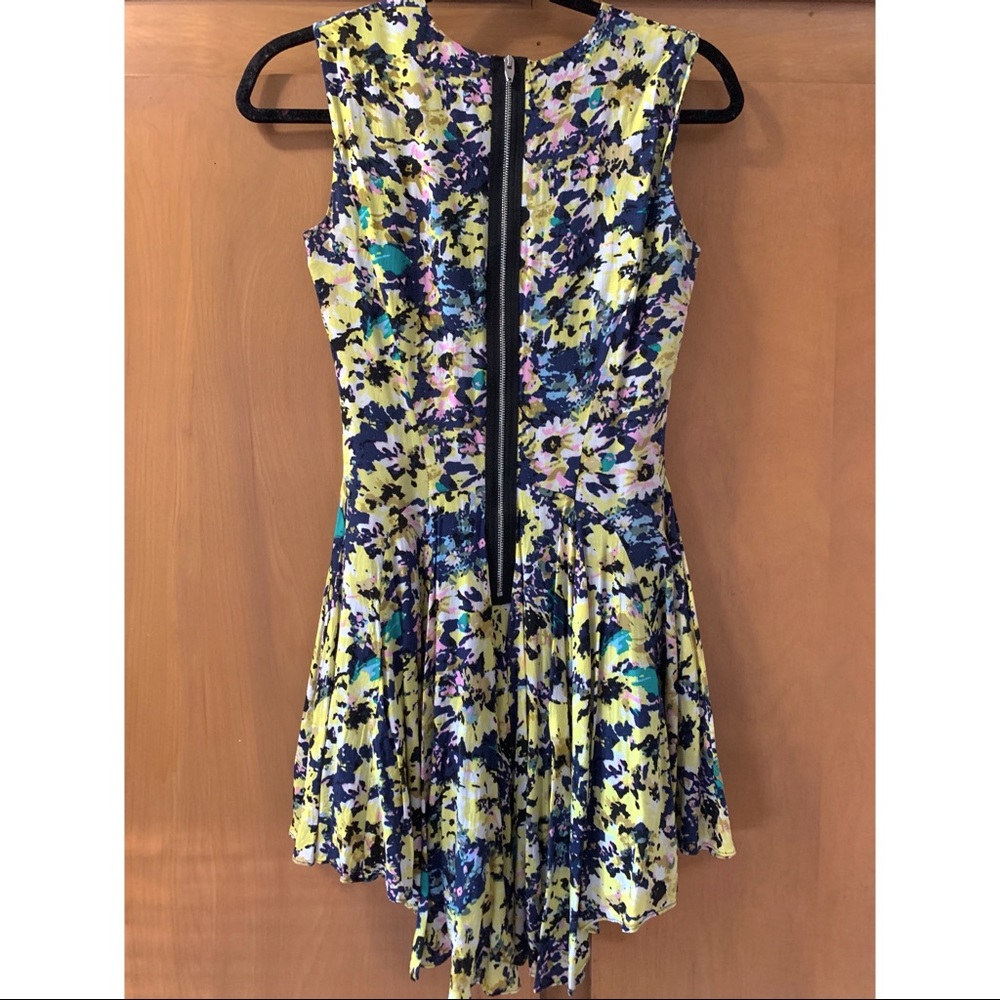 H&M Yellow and Navy Floral Skater Dress